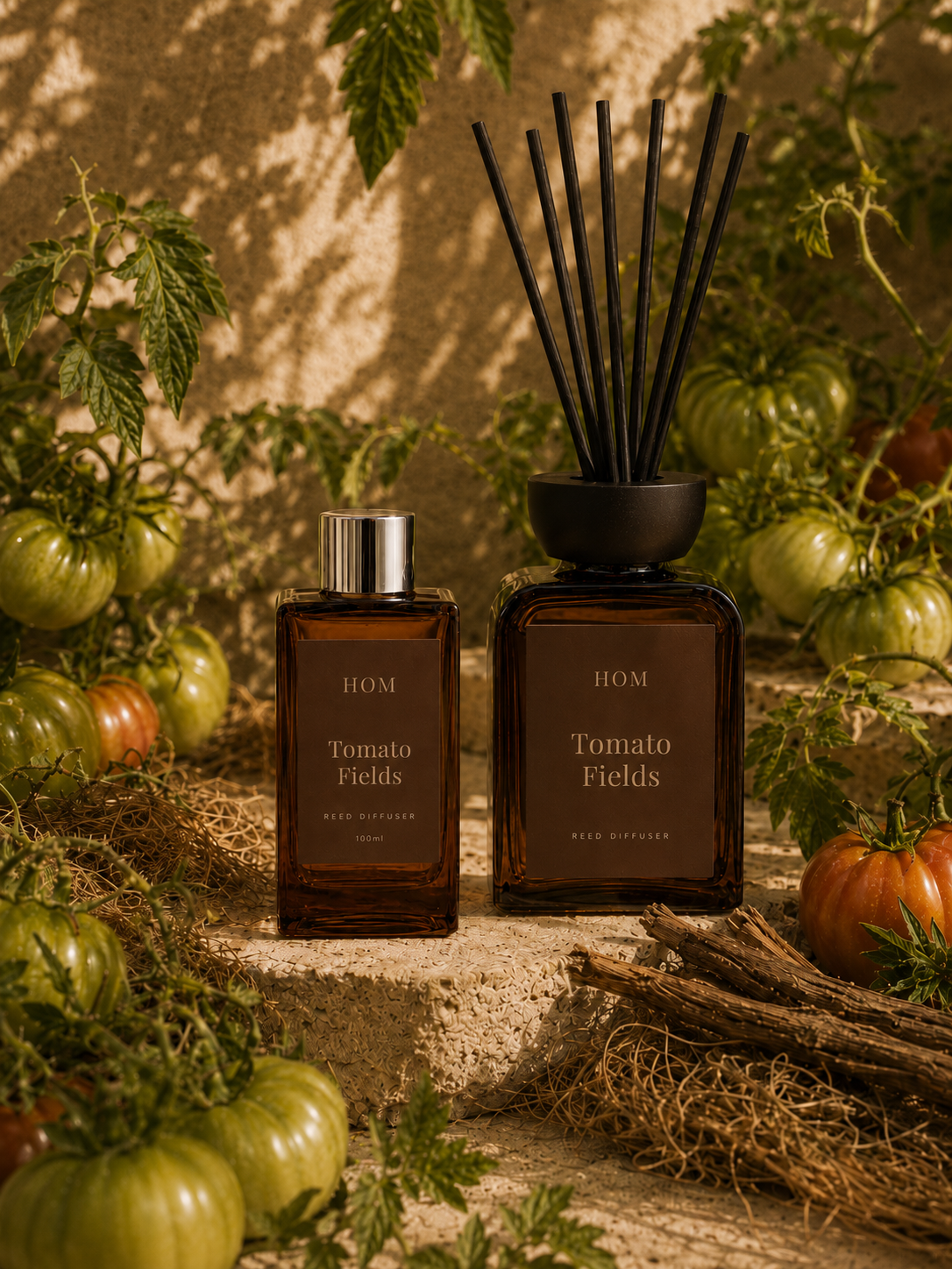 Tomato Fields Reed Diffuser - Leafy Green Bright Natural Home Fragrance