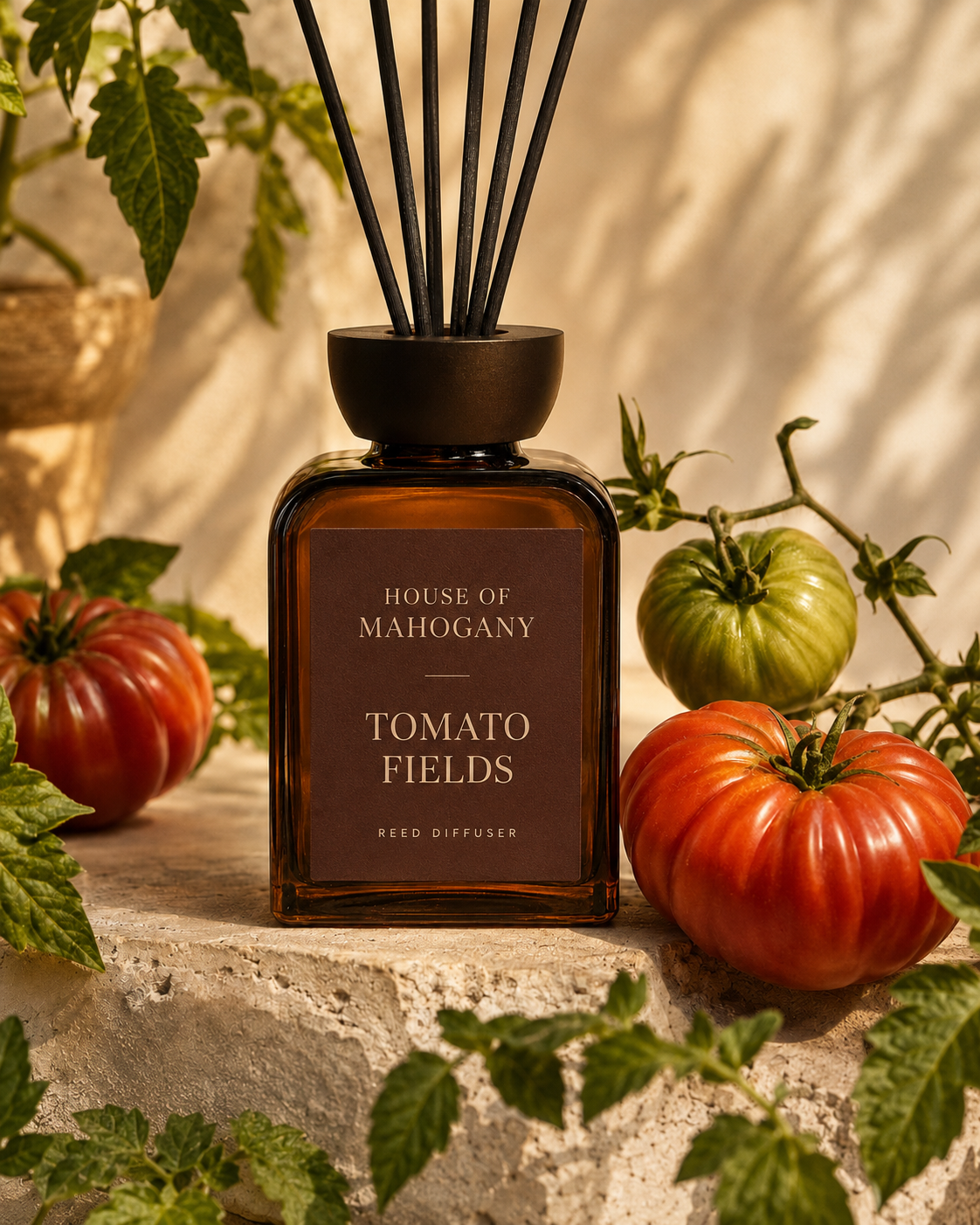 Tomato Fields Reed Diffuser - Leafy Green Bright Natural Home Fragrance