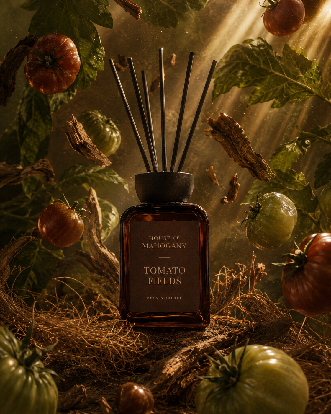 Tomato Fields Reed Diffuser - Leafy Green Bright Natural Home Fragrance