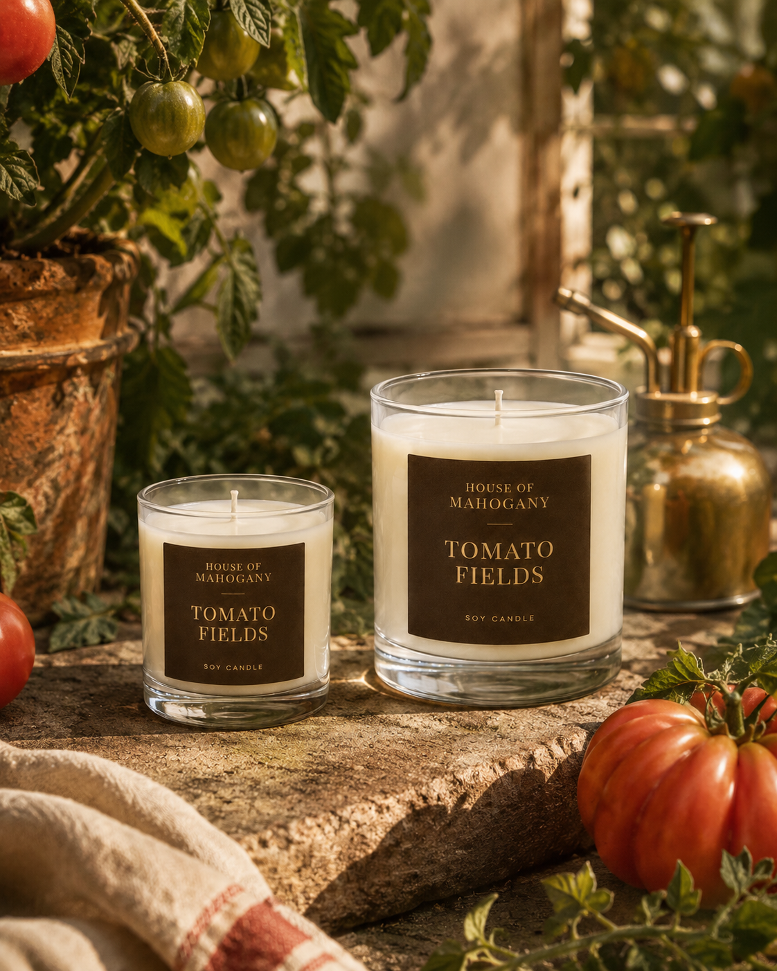 Tomato Fields Soy Wax Candle - Leafy Green Bright Natural Home Fragrance