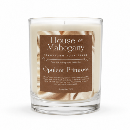 Opulent Primrose Soy Wax Candle — Luxury Floral Natural Home Fragrance