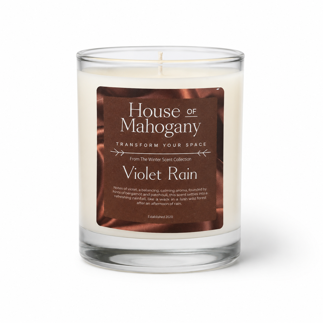 Violet Rain Soy Wax Candle – Soft Gothic Floral Fresh Natural Home Fragrance
