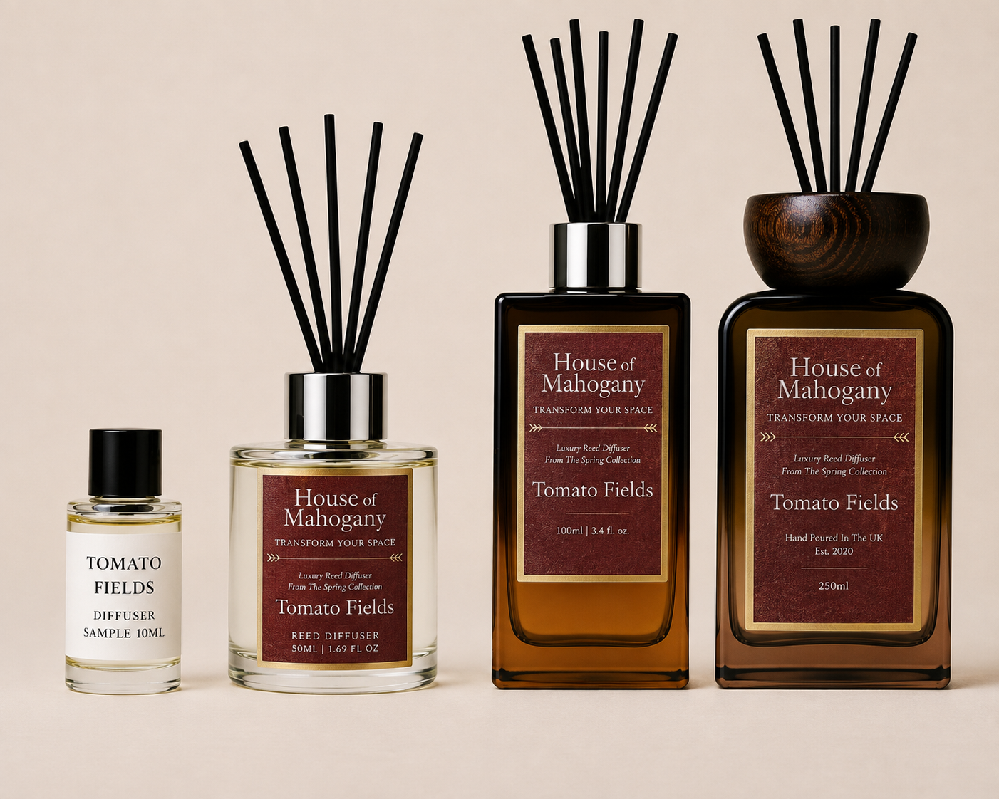 Tomato Fields Reed Diffuser - Leafy Green Bright Natural Home Fragrance