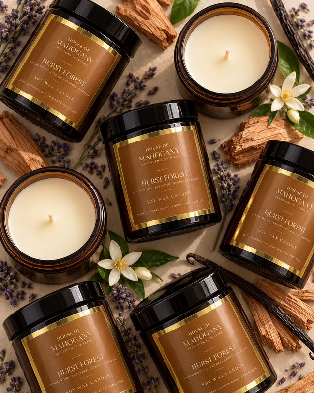 Hurst Forest Soy Wax Amber Jar Candle - Woodland Natural Home Fragrance
