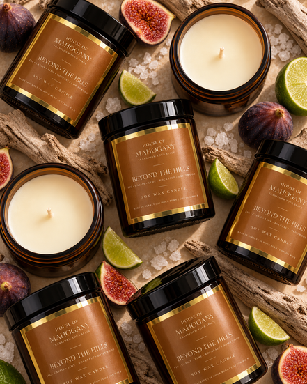 Beyond The Hills Soy Wax Amber Jar Candle - Fresh Botanical Natural Home Fragrance