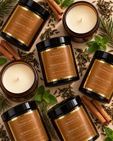 Morning Dew Soy Wax Amber Jar Candle - Clean Fresh Natural Home Fragrance