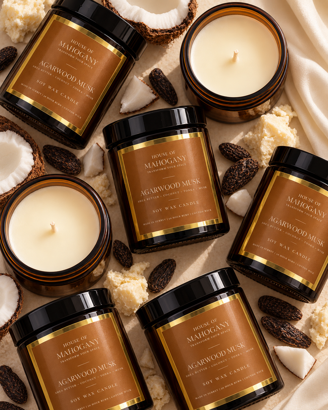 Agarwood Musk Soy Wax Amber Jar Candle - Luxury Natural Home Fragrance