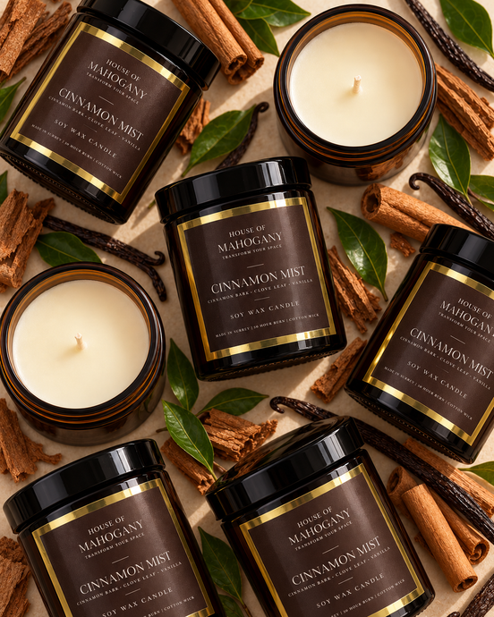 Cinnamon Mist Soy Wax Amber Jar Candle - Warm Spiced Natural Home Fragrance