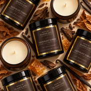 Midnight Ember Soy Wax Amber Jar Candle - Rich Warm Natural Home Fragrance