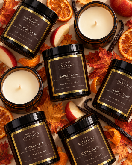 Maple Glow Soy Wax Amber Jar Candle - Warm Maple, Orange & Vanilla Home Fragrance