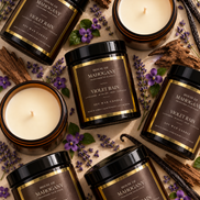 Violet Rain Soy Wax Amber Jar Candle - Soft Gothic Floral Fresh Natural Home Fragrance