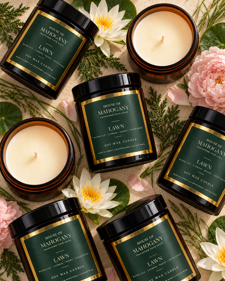 Lawn Soy Wax Amber Jar Candle - Crisp Green Natural Home Fragrance