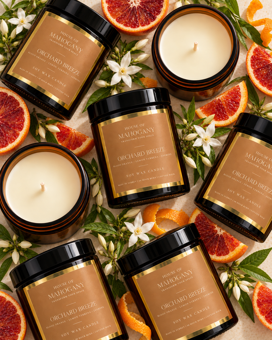 Orchard Breeze Soy Wax Amber Jar Candle - Fresh Citrus Natural Home Fragrance