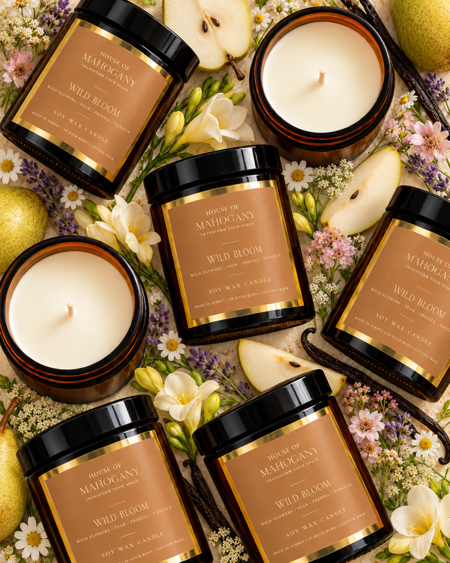 Wild Bloom Soy Wax Amber Jar Candle - Fresh Floral Natural Home Fragrance