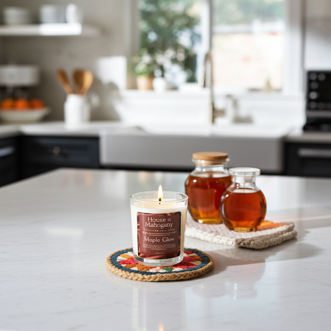Maple Glow Soy Wax Candle —Warm Maple, Orange & Vanilla Home Fragrance