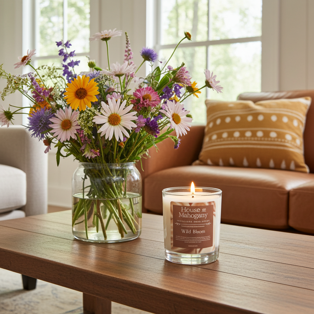 Wild Bloom Soy Wax Candle — Fresh Floral Natural Home Fragrance