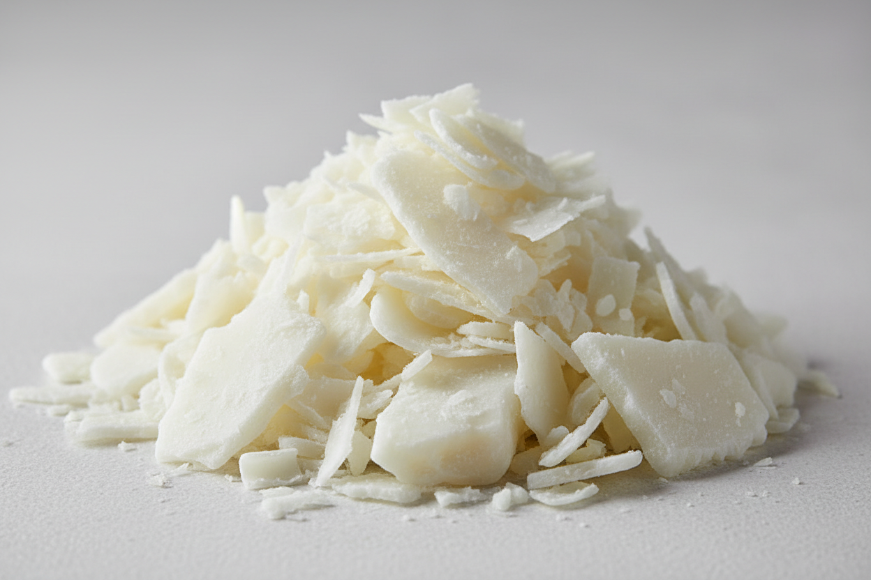 a mass of largely flaked soy wax 