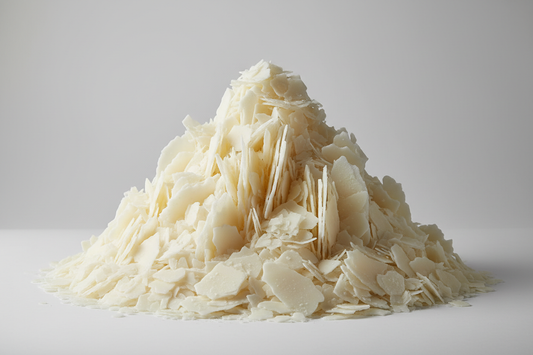 A mountain of large flaked soy wax 